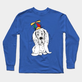 Cute Droopy Basset Hound with a Spinner Hat Long Sleeve T-Shirt